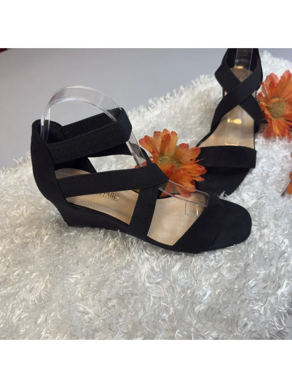 Dream Pairs Black Size 8.5 Wedge Sandals Crisscross Straps